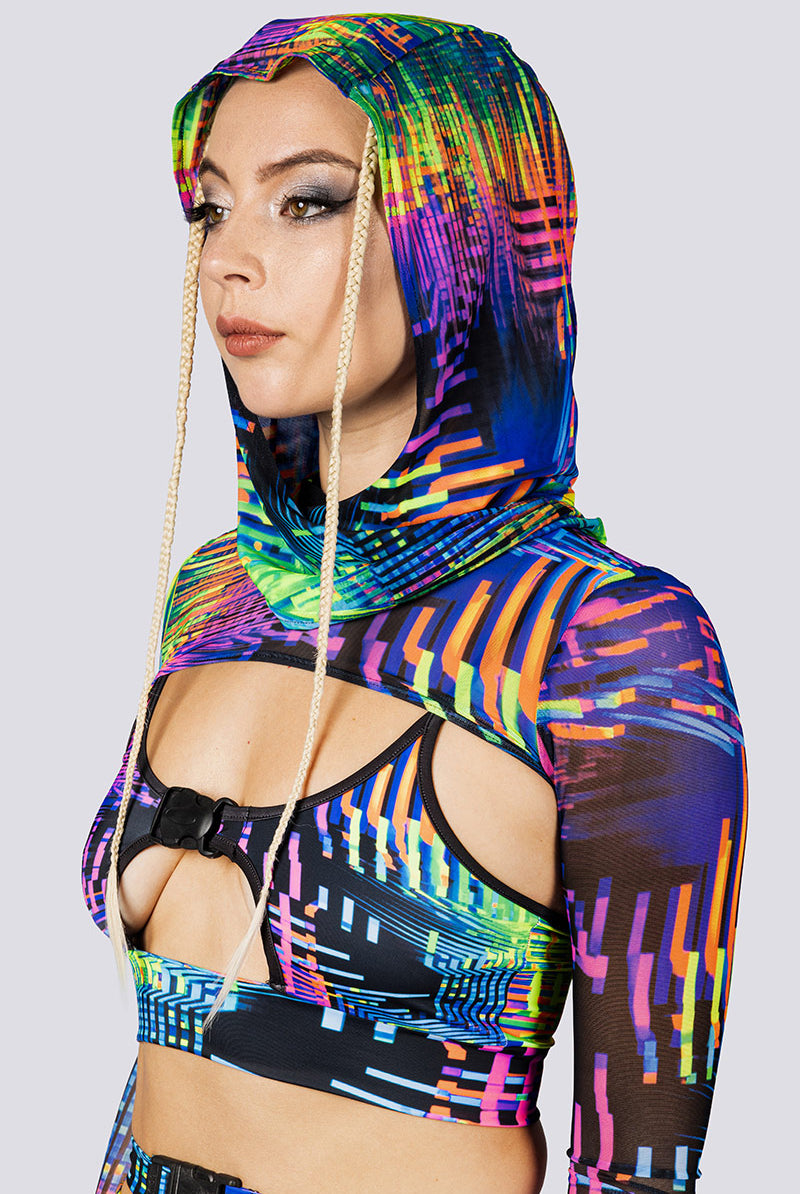 Glitchin Rave Hood Close View