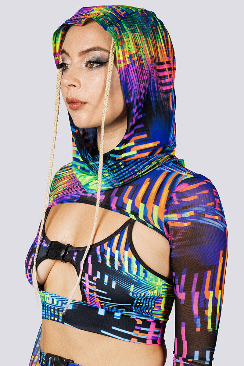 Glitchin Rave Hood Close View