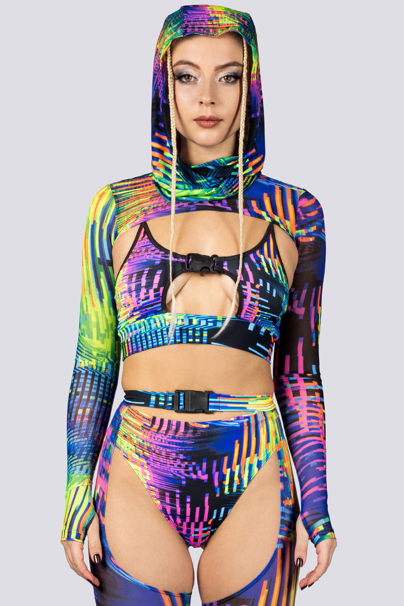 Glitchin Two Piece Top Close Full View
