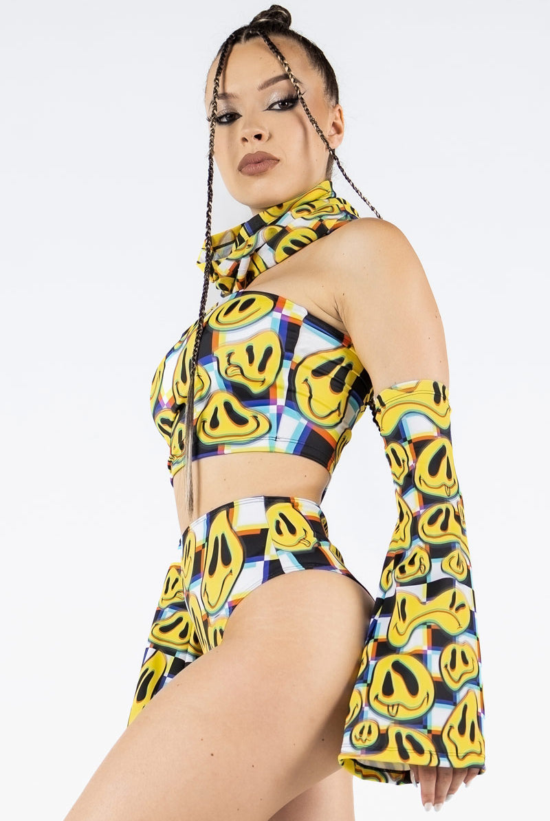 Glitchy Emojis Boob Tube Top Side View