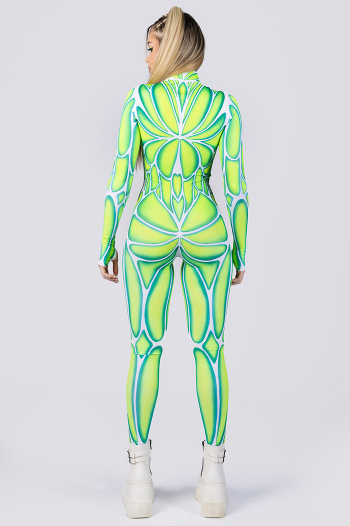 Rave Outfit Glowfly Costume With Front Zipper Back View