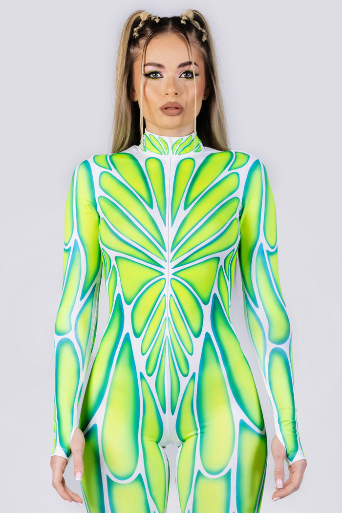 Rave Outfit Glowfly Costume With Front Zipper Close View