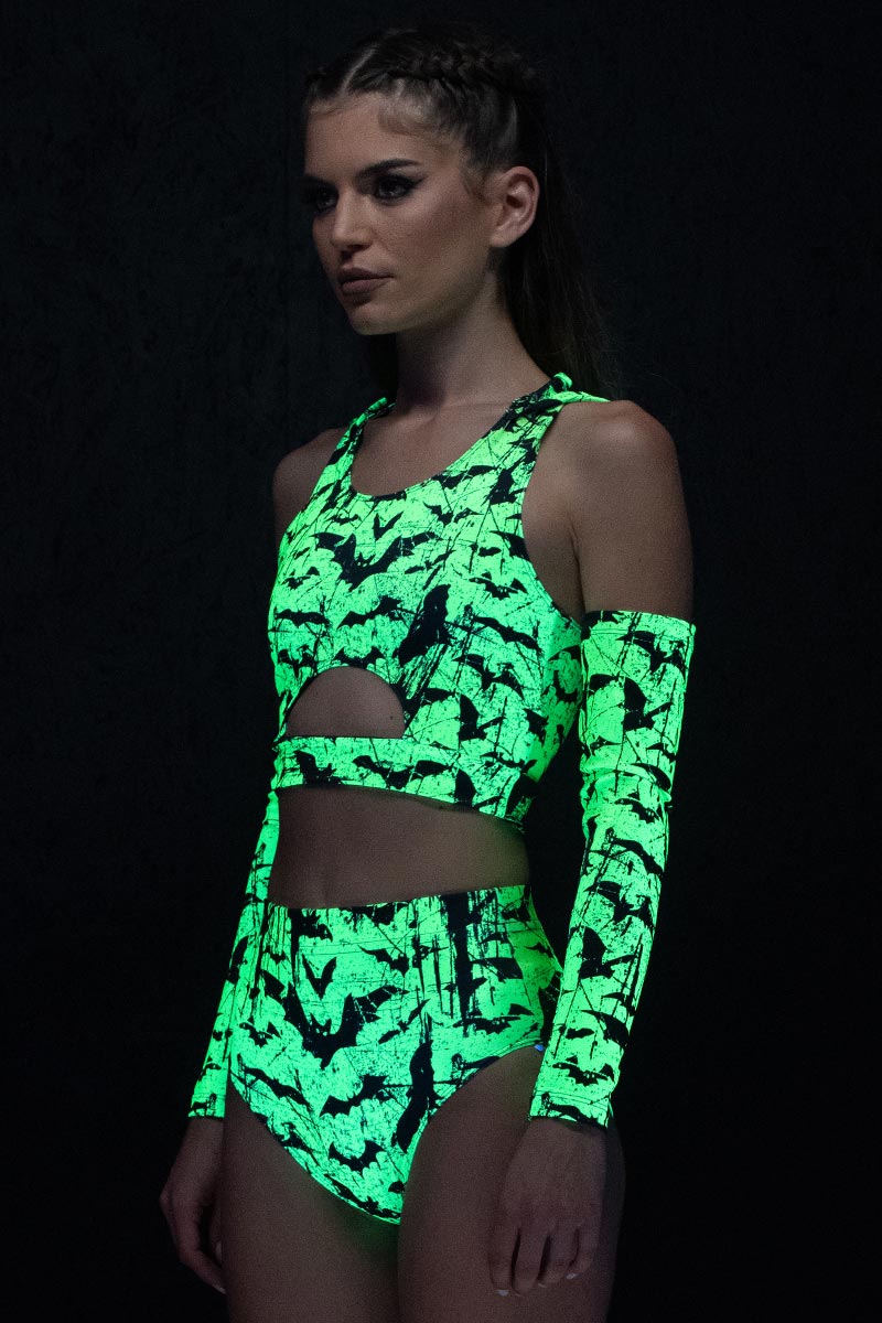 neon cut out crop top