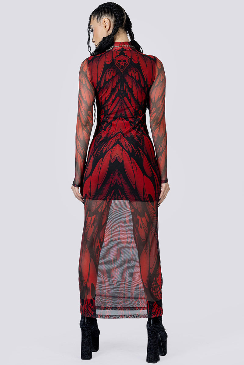 Goth Moth Mesh Long Sleeve Dress Back Gothic Outfits