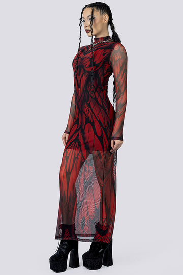 mesh goth dress Plus Size Halloween Gothic Black Mesh Fringe Maxi Dress