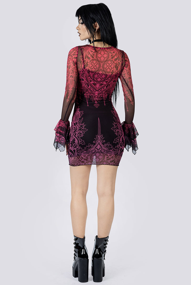 Goth Oath Mini Bodycon Dress Back Goth Fashion