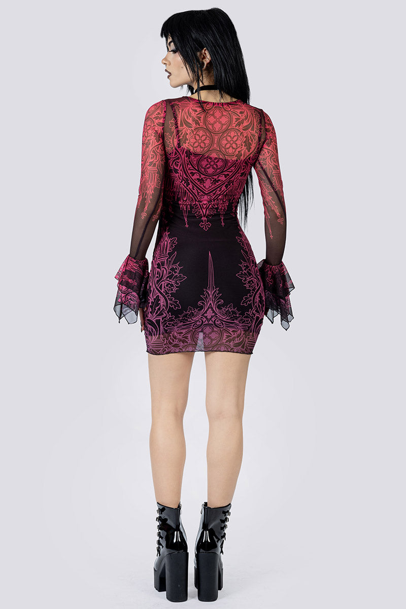 Goth Oath Mini Bodycon Dress Back Goth Fashion