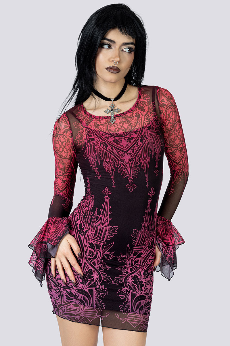 Goth Oath Mini Bodycon Dress Close Up Goth Clothing