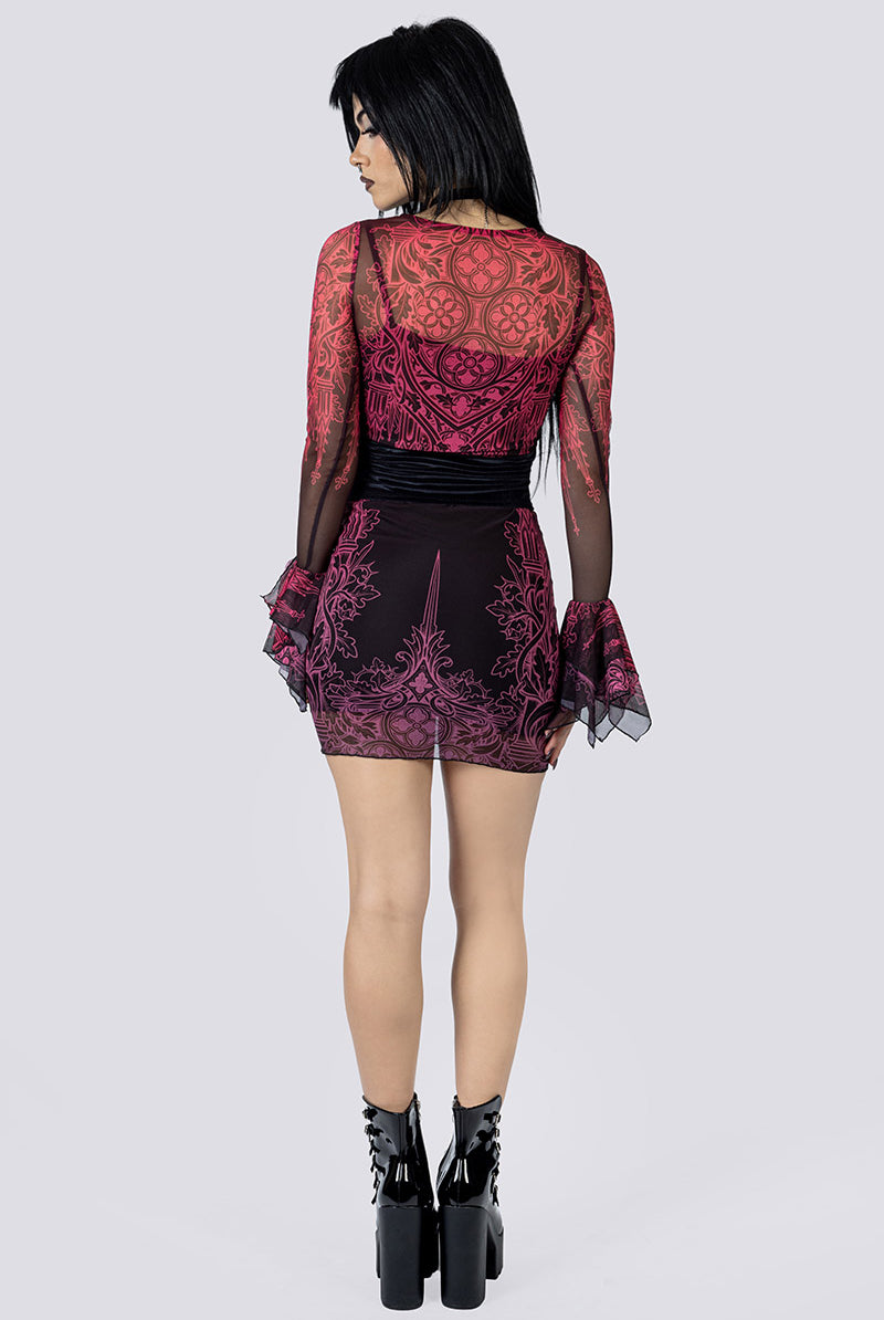 Goth Oath Mini Bodycon Dress Corset Back Gothic Clothes