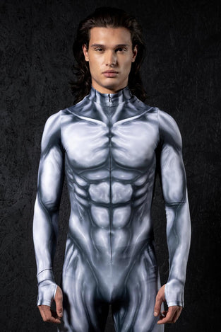Rave Outfit Gray Muscle Men'S Costume Close View