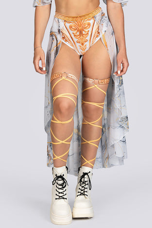 Greek Goddess Open Mesh Maxi Skirt Rave Halloween Costume Women