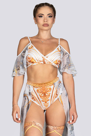 Greek Goddess V-Neck Bra Top Rave Halloween Outfit