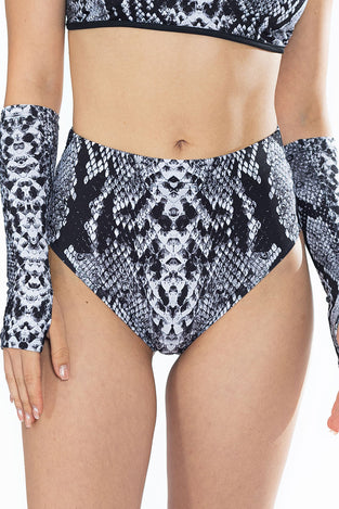 Grey Snakeskin Booty Shorts Close View