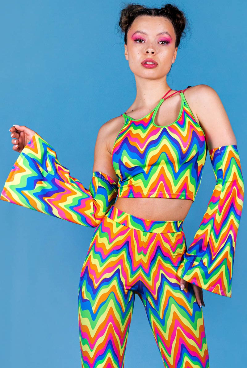 Groovy Rainbow Crop Top Front View