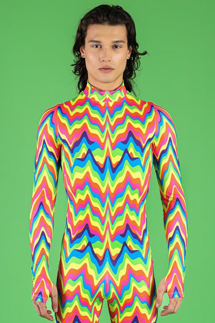 Groovy Rainbow Men Costume Close View