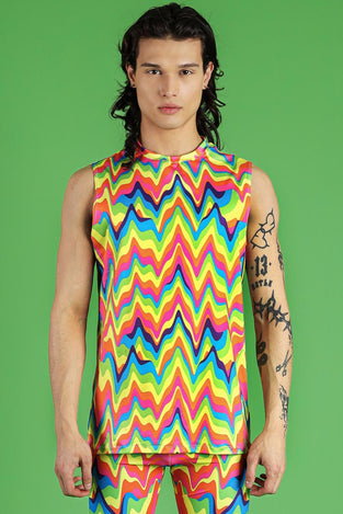 Groovy Rainbow Men's Biker Shorts Set Front View