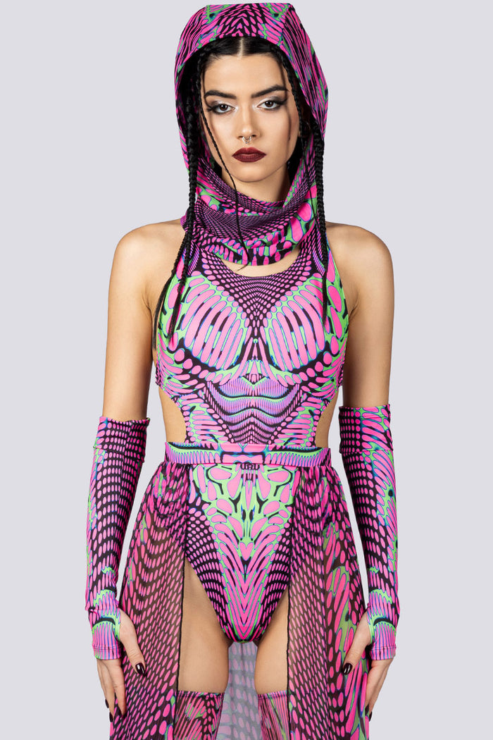 Rave Outfit Hallucination High Cut Bodysuit Close Front View