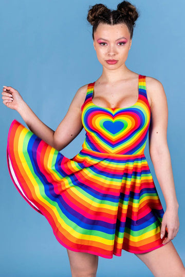 rave skater dress Ecstatic Mood Rave Skater Dress in Rainbow Colors