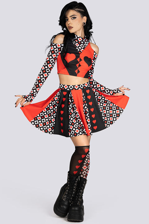 Heartless Queen Cold Shoulder Crop Top Rave Halloween Costume