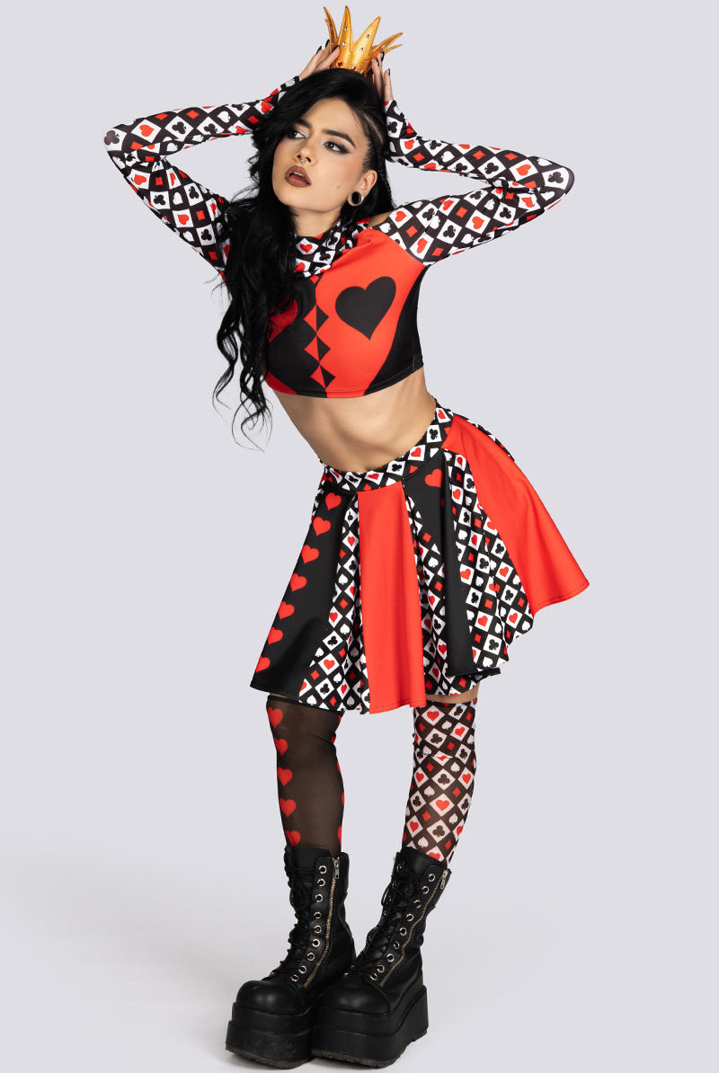 Heartless Queen Cold Shoulder Crop Top Sexy Rave Halloween Costume