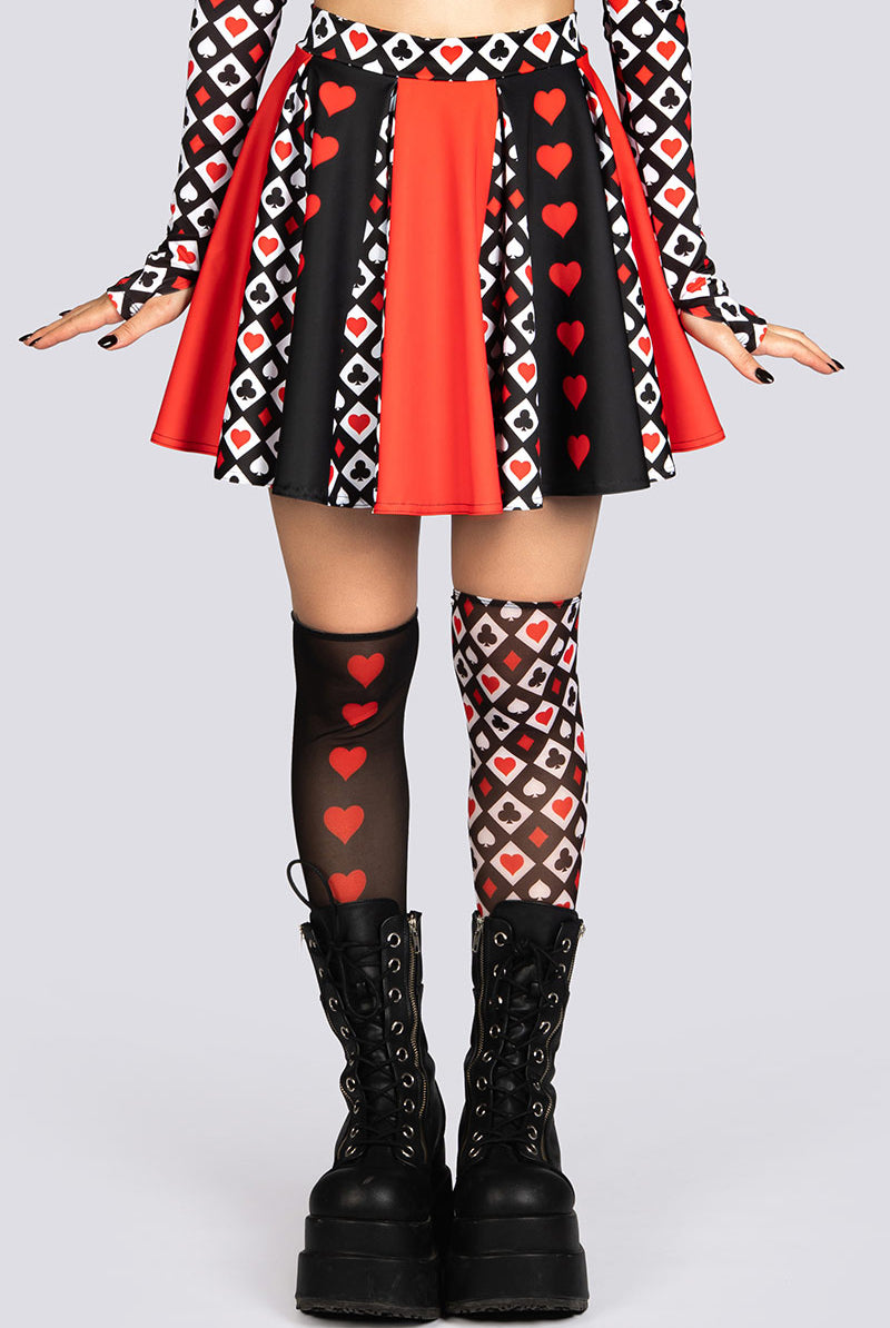 Heartless Queen Flared Mini Skirt Rave Halloween Outfit