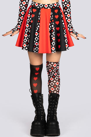 Heartless Queen Flared Mini Skirt Rave Halloween Outfit