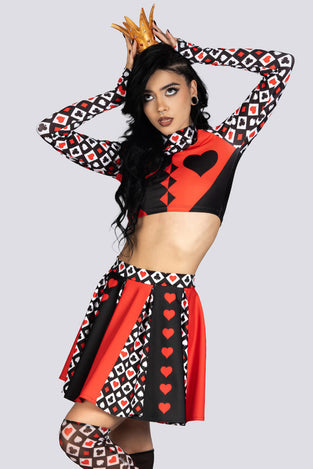 Heartless Queen Flared Mini Skirt Set Rave Halloween Outfit