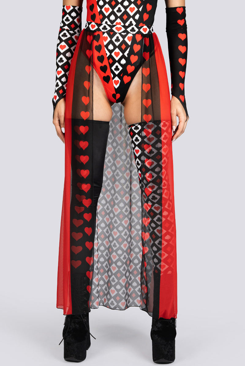 Heartless Queen Sheer Maxi Skirt Rave Halloween Outfit