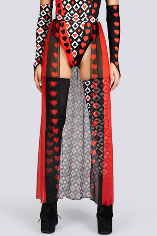 Heartless Queen Sheer Maxi Skirt Rave Halloween Outfit