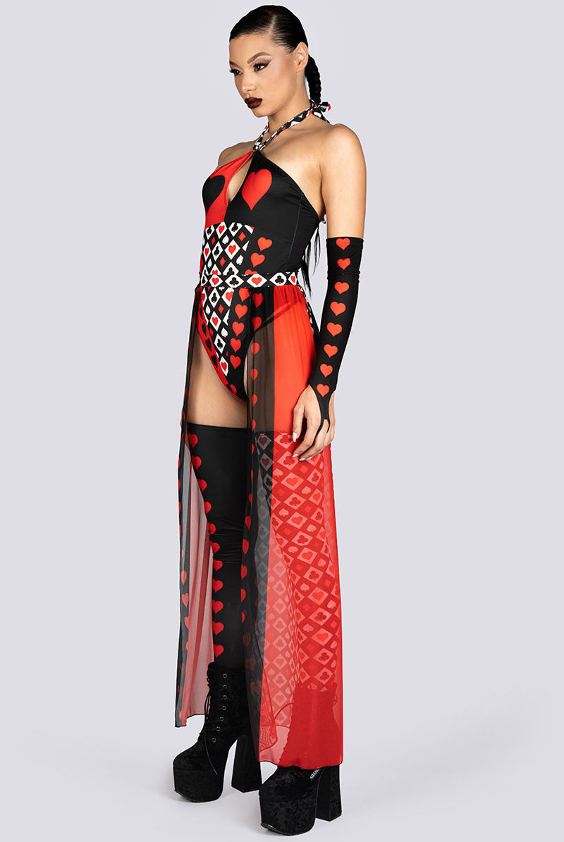 Heartless Queen Sheer Maxi Skirt Rave Halloween Costume Women