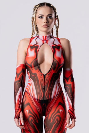 Rave Outfit Hottie Cut Out Jumpsuit Close Front View