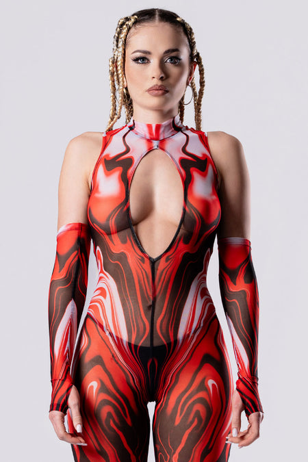 Rave Outfit Hottie Cut Out Jumpsuit Close Front View