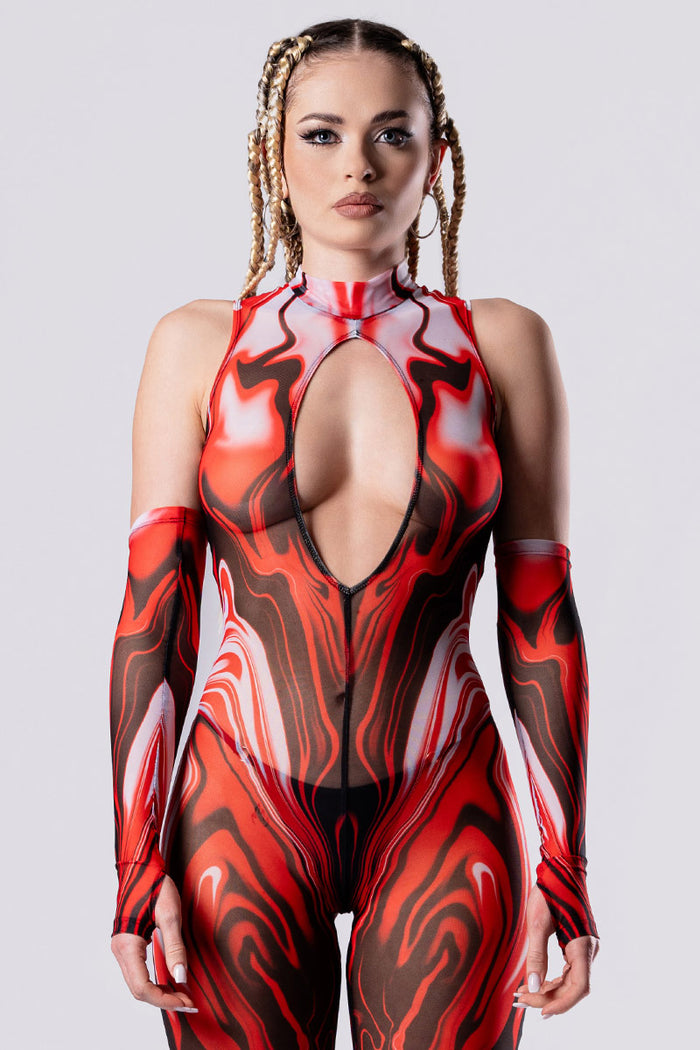 Rave Outfit Hottie Cut Out Jumpsuit Close Front View