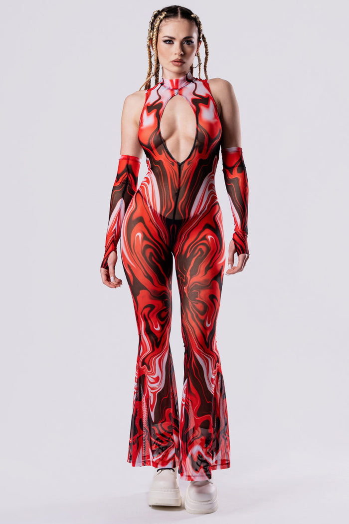 Rave Outfit Hottie Cut Out Jumpsuit Full Front View