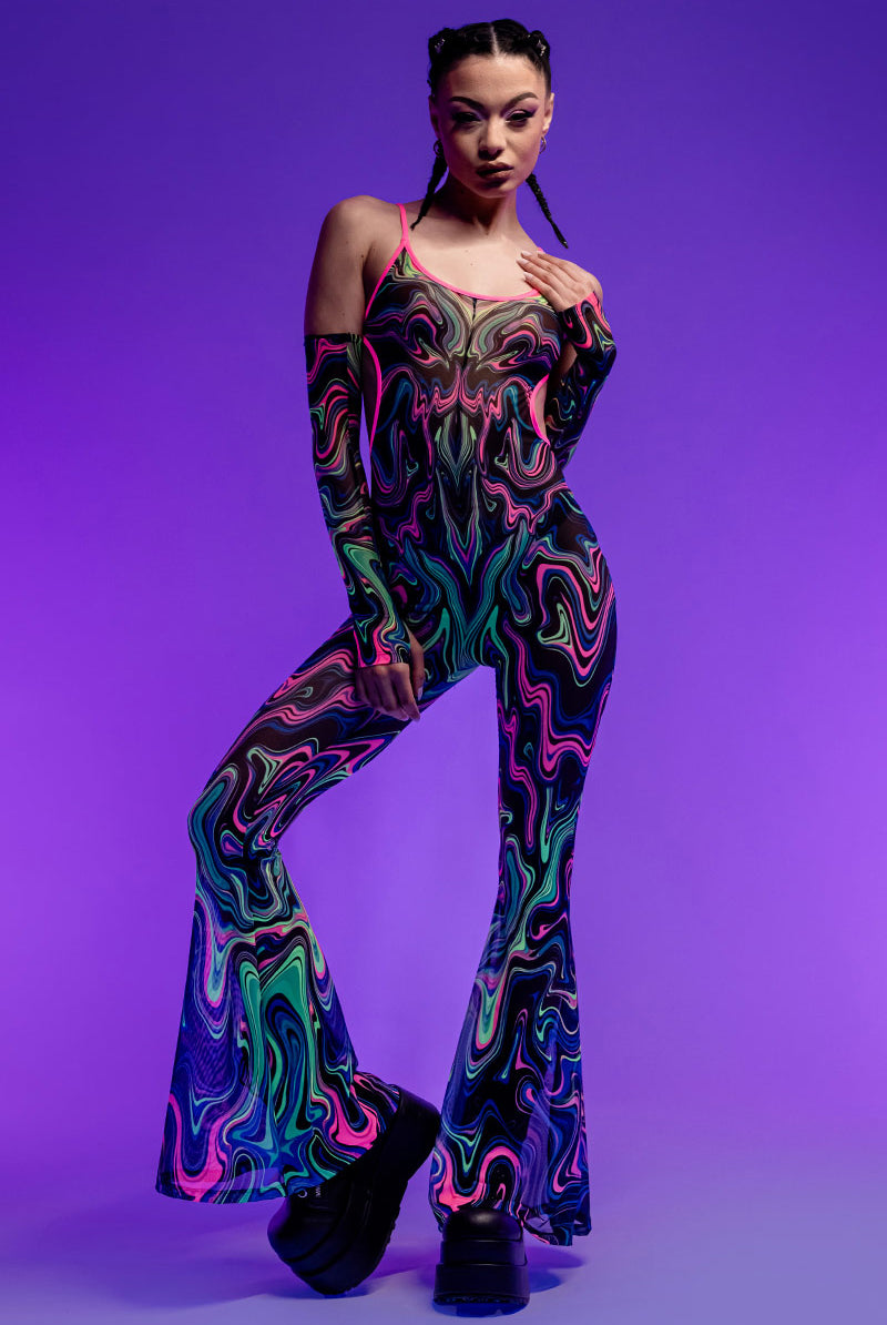 hypno-dancer-open-back-jumpsuit-uv-front-view