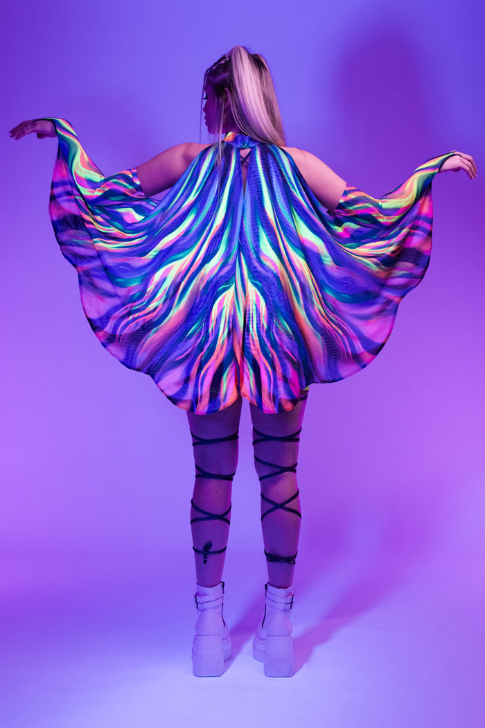 Rave Outfit Hypno Fairy High Cut Booty Shorts Set Back View Uv