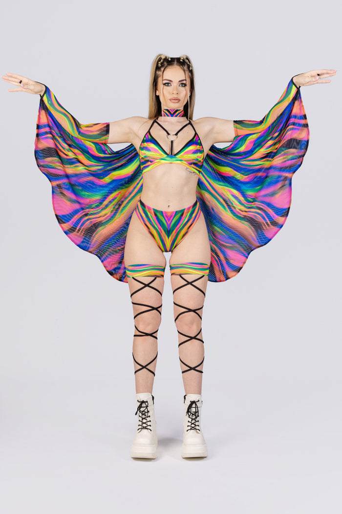 Rave Outfit Hypno Fairy High Cut Booty Shorts Set Full View