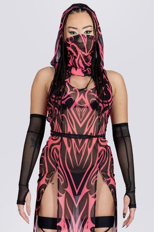 Rave Outfit Infernal Trace Hooded Slit Dress