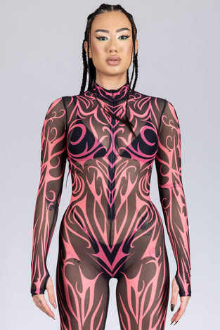 Rave Outfit Infernal Trace Mesh Costume
