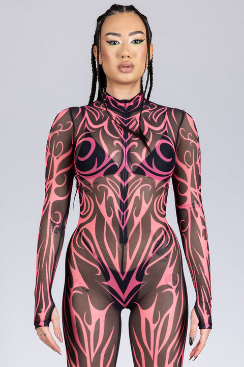 Rave Outfit Infernal Trace Mesh Costume