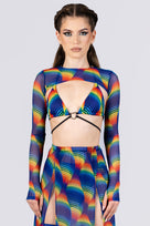 Rave Outfit Infinite Pride Mesh Skirt Set Close View