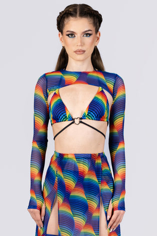 Rave Outfit Infinite Pride Mesh Skirt Set Close View