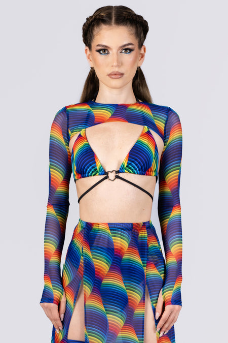 Rave Outfit Infinite Pride Mesh Skirt Set Close View