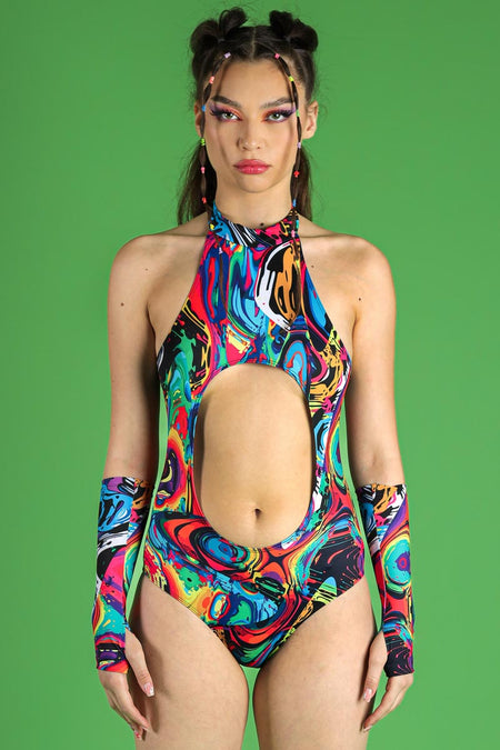 Inksplosion Cut Out Bodysuit Front View