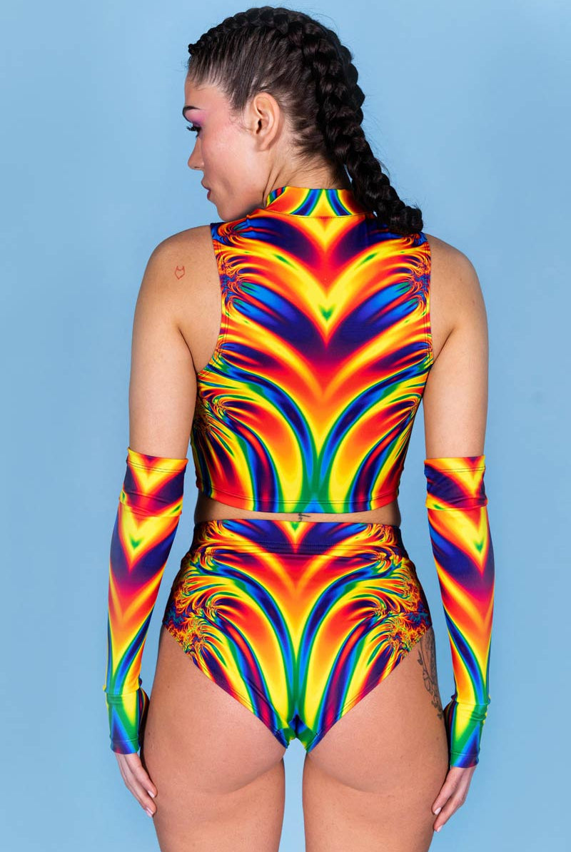 Lava Kiss Half Zip Crop Top Back View