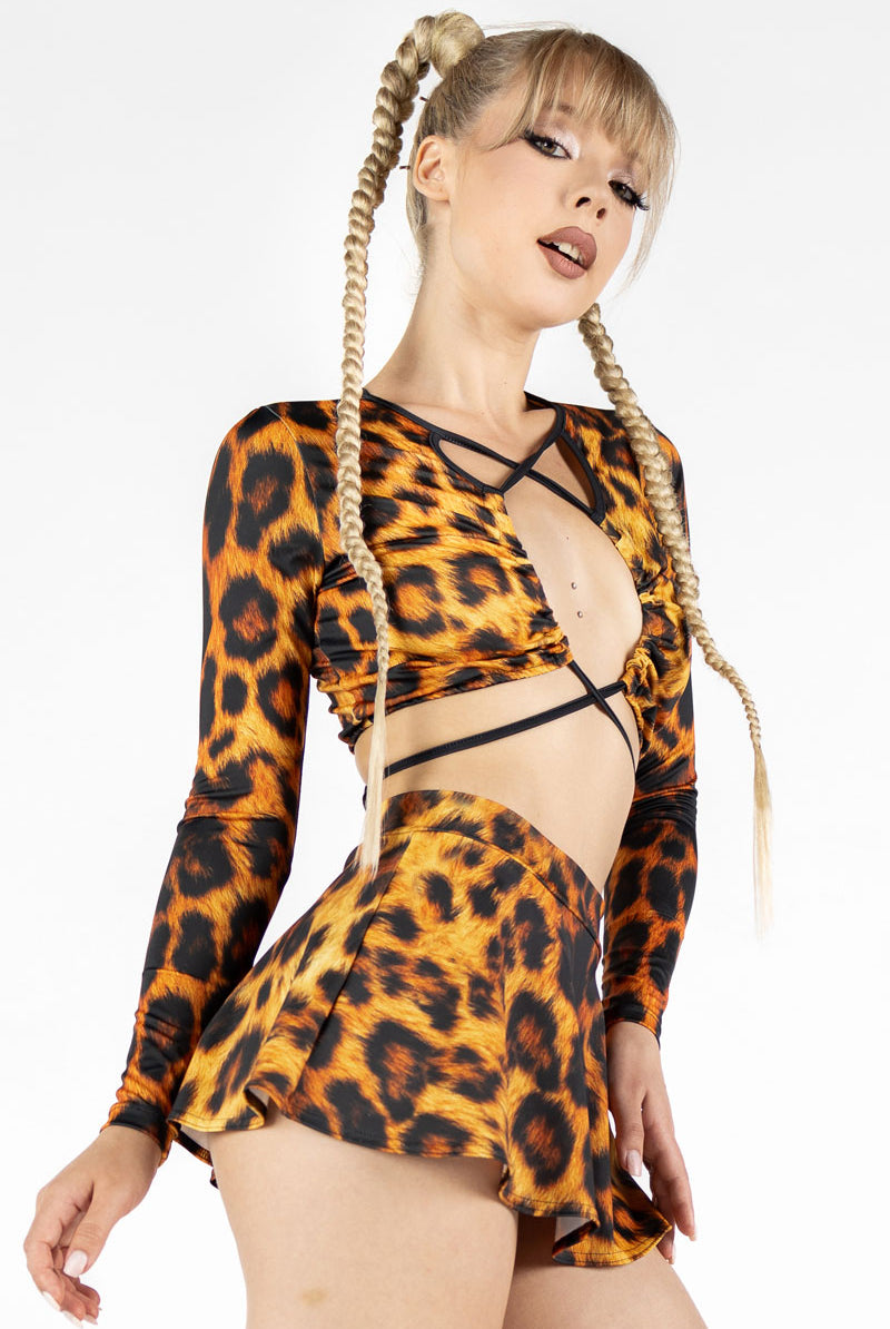 Leopard Criss Cross Crop Top Side View