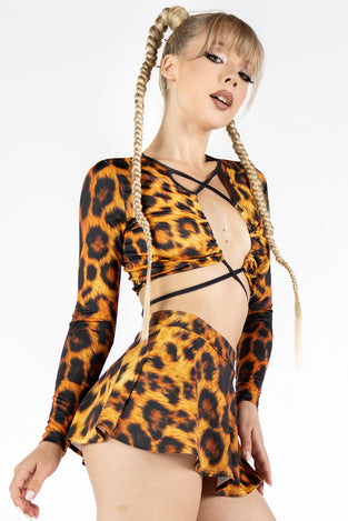 Leopard Criss Cross Crop Top Side View