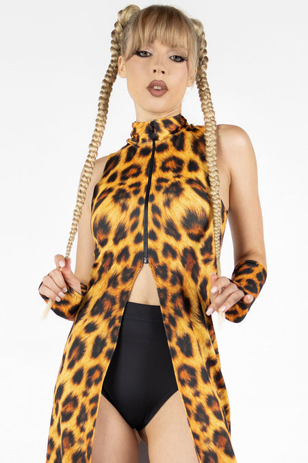 Rave Outfit Leopard Cut Out Maxi Dress Close View