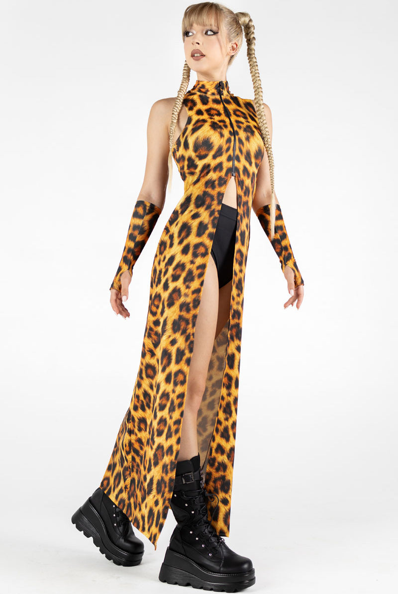 Leopard Cut Out Maxi Dress Side View