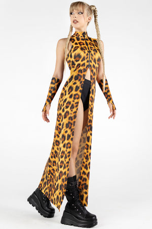 Leopard Cut Out Maxi Dress Side View